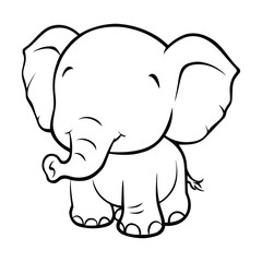 Fototapeta premium Cute Baby Elephant Sitting – Adorable Hand-Drawn Wildlife Illustration