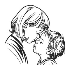 sister and brother between love, hand-drawn line art vector design