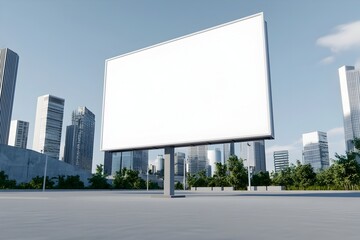 Prominent Urban Digital Billboard Display with Minimalist Architecture Backdrop