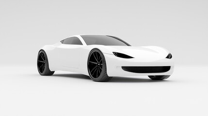 White Sports Car, Modern Design, Studio Shot, Digital Rendering, for Automotive Industry