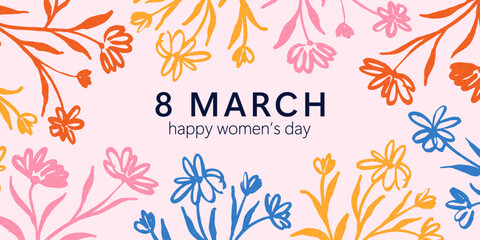 Spring flowers. 8 March, womens day, mother's day holiday cards set. Bright colorful botanical background, pattern. 