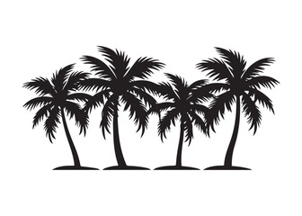 Silhouette of Palm Trees, set of black silhouettes of a palm tree,