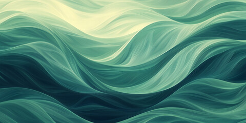 Fototapeta premium Abstract green and blue wave patterns with flowing organic lines