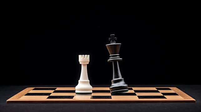 Chess Endgame: White Rook and Black King on Dark Background AI Generated
