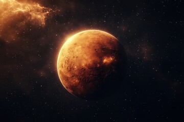 Obraz premium The Glowing Planet Mars Shines Bright In The Dark Sky