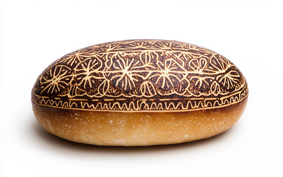 Culturally Significant Mandaean Bread with Handcrafted Details Isolated on transparent background. Isolated on transparent background.