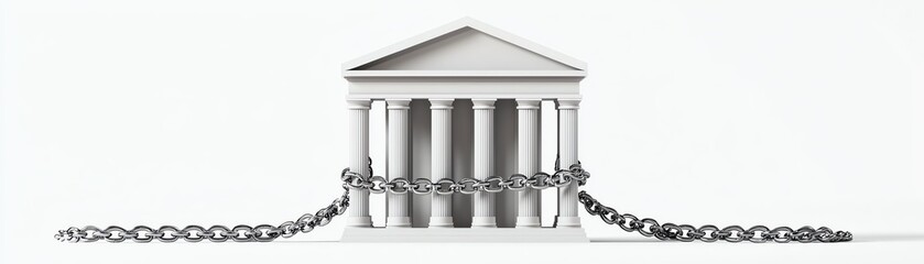 A chained building representing restrictions.
