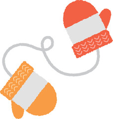 毛糸の手袋ミトン・赤とオレンジ