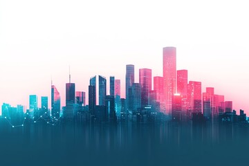 Naklejka premium Abstract city skyline in vibrant colors.