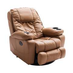 Recliners with Soft Leather Upholstery and Built-in Massage Chair Isolated on Transparent Background
