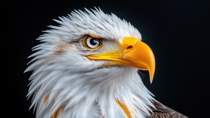 Fototapeta premium Majestic Bald Eagle Profile, Dark Background, Wildlife Portrait (2)