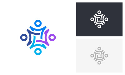 Community teamwork people social family together human unity logo design vector