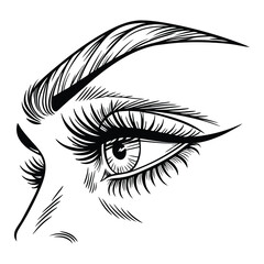 Fototapeta premium Hand drawn woman magical look eyebrow line art vector design