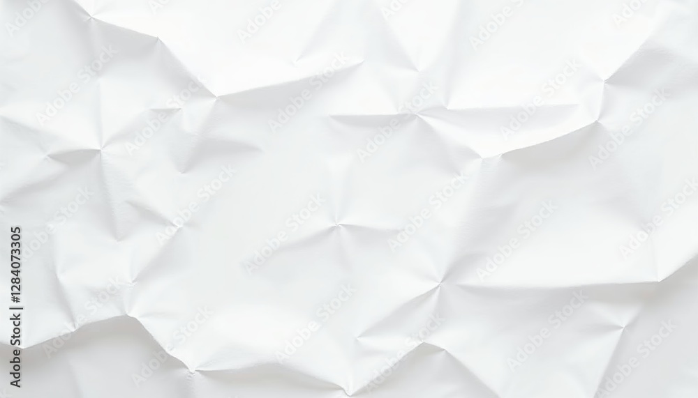 Wall mural crumpled white paper texture background abstract design element. wrinkled surface illustration for c