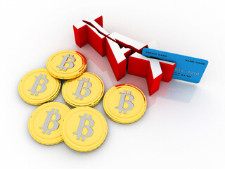 3d rendering bitcoin sign currency in gold coin
