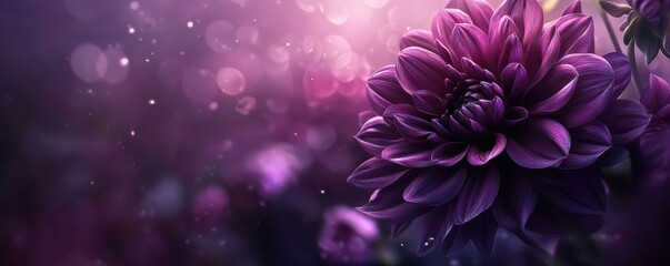 Vibrant purple dahlia in soft focus with bokeh effect