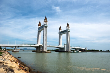 The iconic Kuala Terengganu Drawbridge, Malaysia - The iconic drawbridge of Terengganu located across the river of Terengganu in Malaysia. It is considered as one of the iconic bridge in Terengganu.