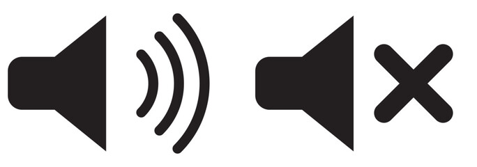 Volume on and off icon set