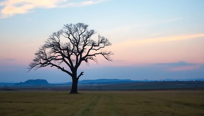 Fototapeta premium Solitary Tree A Picturesque Countryside Its Branches