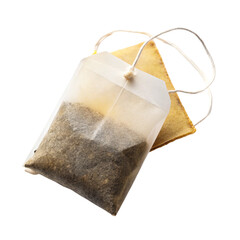 Tea bag packet isolated on transparent background  
