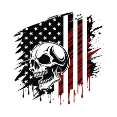 American punisher flag grunge skull retro t-shirt design elements illustration art