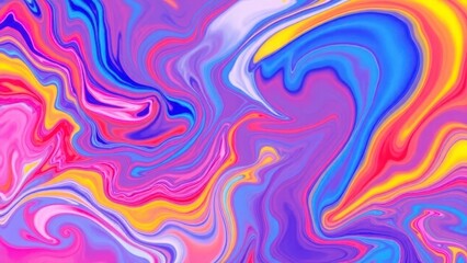 Obraz premium an abstract digital painting featuring vibrant, swirling colors with a mix of blue, red, yellow, and white. The colors should blend and flow into each other