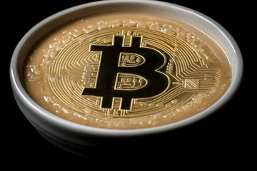 Bitcoin Coin with Isolated Background and Graph Overlay for Financial Market Analysis