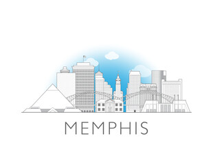 Fototapeta premium Memphis skyline cityscape vector illustration
