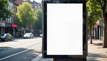 A Blank White Billboard Sign Perfect For Advertising Mockups In An Urban Setting With Empty Space For Messages And Branding Elements Along With A Clear Visual Concept Of Modernity And Commerciality