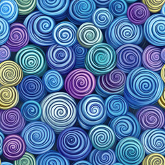 Colorful spiral pattern background, abstract swirls design, textile print