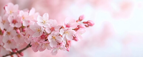 Obraz premium Springtime Delicate Cherry Blossom Bloom in Early Spring Beauty Enhancing Nature s Light Pastel Hues