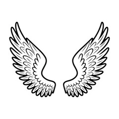 Simplified Wings Graphic: Clean Black and White Vector