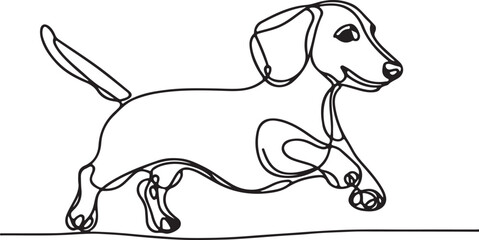 Line Drawing of a Dachshund Dog Running