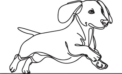 Line Drawing of a Dachshund Dog Running"