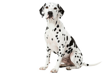 a dalmatian dog sitting isolated on a transparent background
