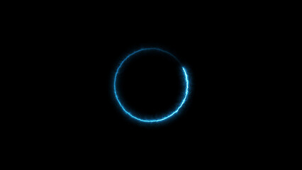 Glowing neon circle frame loading isolated on black background