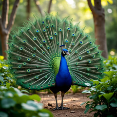 Obraz premium Peacock Displaying Its Magnificent Feathers