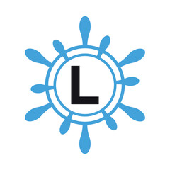 Initial marine Logo combine with letter L vector template
