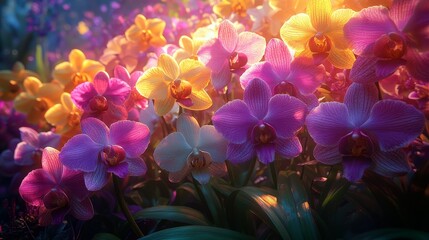 Vibrant orchid blooms garden floral photography natural setting close-up view beauty of nature