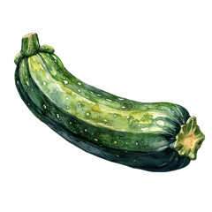 watercolor zucchini isolated on white background