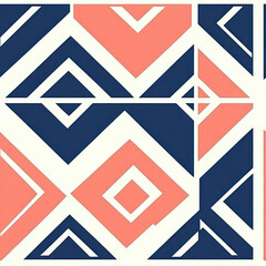 Obraz premium Geometric coral navy pattern textile design