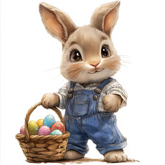 easter bunny with basket of eggs