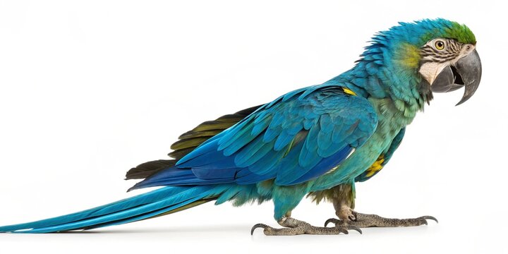 bleu headed macaw true parrot isolated on white background
