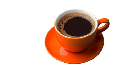 Aromatic Black Coffee in Orange Cup  Morning Beverage  Hot Drink