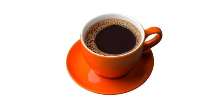 Aromatic Black Coffee in Orange Cup  Morning Beverage  Hot Drink