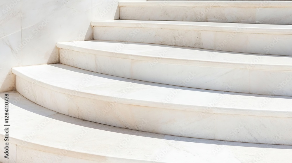 Poster Elegant white marble steps in a modern architectural design illuminated by natural light : Generative AI
