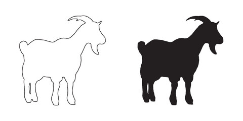Goat Silhouette - Detailed and Elegant Farm Animal Drawing - High-Quality Goat Vector - Goat Icon

