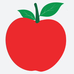 a red apple vector art illustration, red apple with leaf