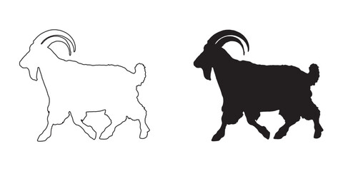 Goat Silhouette - Classic and Elegant Farm Animal Illustration - High-Quality Goat Vector - Goat Icon
