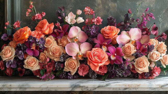 Floral arrangement display home interior decorative content elegant setting close-up view beauty of nature